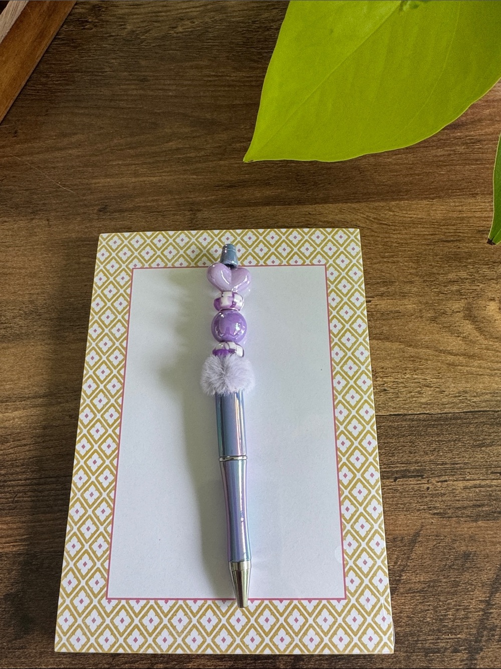 Pom-Puff Iridescent Purple Ballpoint Pen